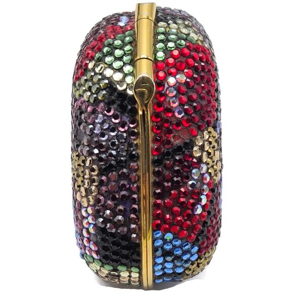 Judith Leiber Heart Crystal Pill Box Multicolor Pave Gold Tone Signed 2 inches - Picture 11 of 16